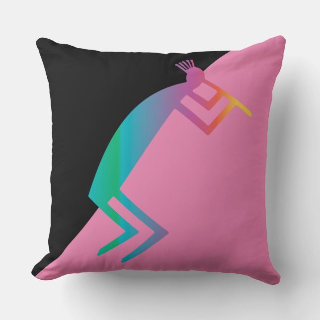 Abstrakt Pink Kokopelli Keuchkissen Kissen (Vorderseite)