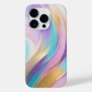 Abstrakt Pink Lilac Turquoise Gold Case-Mate iPhone 14 Pro Hülle