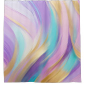 Abstrakt Pink Lilac Turquoise Gold Duschvorhang (Vorderseite)