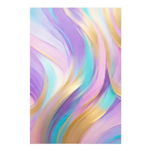 Abstrakt Pink Lilac Turquoise Gold Fotodruck (Vorne)