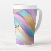 Abstrakt Pink Lilac Turquoise Gold Milchtasse (Rechte Ecke)