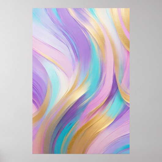 Abstrakt Pink Lilac Turquoise Gold Poster (Vorne)
