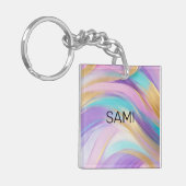 Abstrakt Pink Lilac Turquoise Gold Schlüsselanhänger (Vorderseite links)