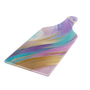 Abstrakt Pink Lilac Turquoise Gold Schneidebrett