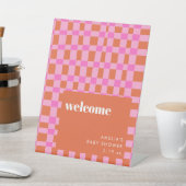 Abstrakt Pink Orange Benutzerdefinierte Baby Showe Sockelschild (In SItu)