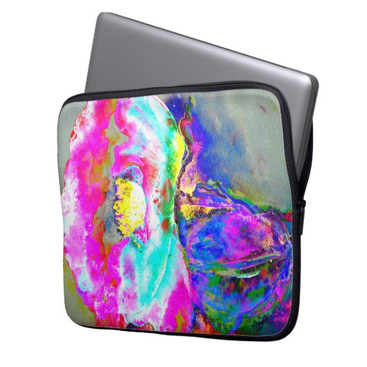 Abstrakt Pink Poppy, Aquarellblütenmalerei Laptopschutzhülle (Vorderseite Links)