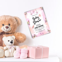 Abstrakt Pink Watercolor Kinderdusche Einladung