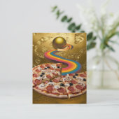 Abstrakt Pizza Rainbow Gold Sci-fi Postkarte (Stehend Vorderseite)