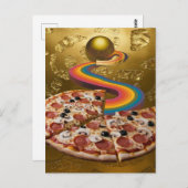 Abstrakt Pizza Rainbow Gold Sci-fi Postkarte (Vorne/Hinten)