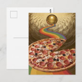 Abstrakt Pizza Rainbow Gold Sci-fi Postkarte (Vorne/Hinten)