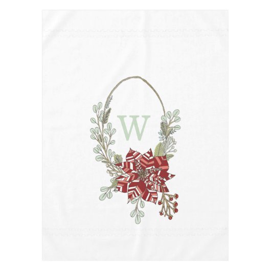 Abstrakt Poinsettia Monogramm Holiday Tablette Tischdecke (Vorderseite)