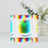 Abstrakt Popart primäre Rainbow Drink-Flachkarte (Stehend Vorderseite)