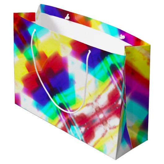 Abstrakt Popart Primary Rainbow Gift Bag Große Geschenktüte (Rückseite Schrägansicht)