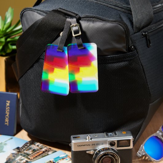 Abstrakt Popart Primary Rainbow Luggage Tag Gepäckanhänger (Vorderseite & Rückseite)