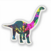 Abstrakt Psychedelic Dinosaur Brontosaurus Aufkleber (Vorderseite)