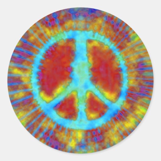 Abstrakt Psychedelic Fine Krawatte Dye Peace Sign Runder Aufkleber (Vorderseite)