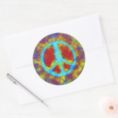 Abstrakt Psychedelic Fine Krawatte Dye Peace Sign Runder Aufkleber (Umschlag)