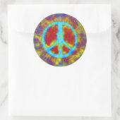 Abstrakt Psychedelic Fine Krawatte Dye Peace Sign Runder Aufkleber (Tasche)
