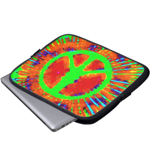 Abstrakt Psychedelic Krawatte Dye Fine Peace Sign Laptopschutzhülle (Vorne Knopf)