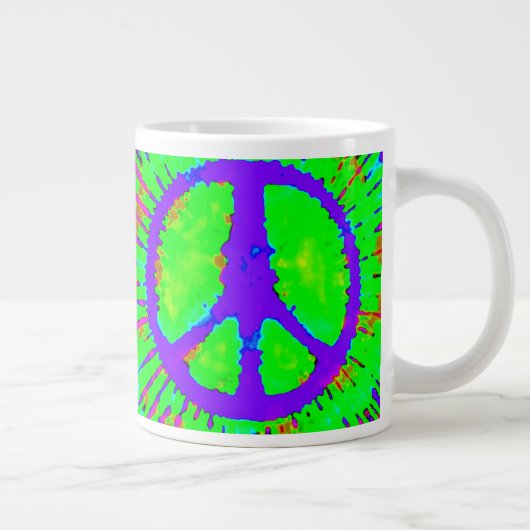 Abstrakt Psychedelic Krawatte Dye Peace Sign Jumbo-Tasse (Rechts)