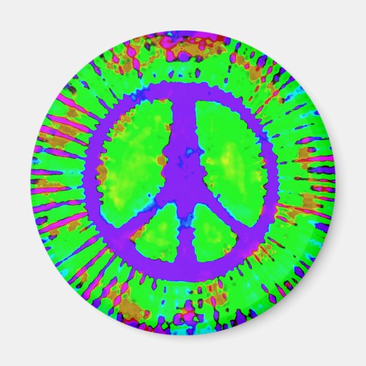 Abstrakt Psychedelic Krawatte Dye Peace Sign Magnet (Vorne)