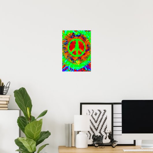 Abstrakt Psychedelic Krawatte Dye Peace Sign Poster (Heimbüro)