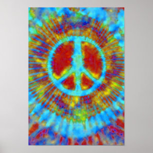 Abstrakt Psychedelic Krawatte Dye Peace Sign Poster