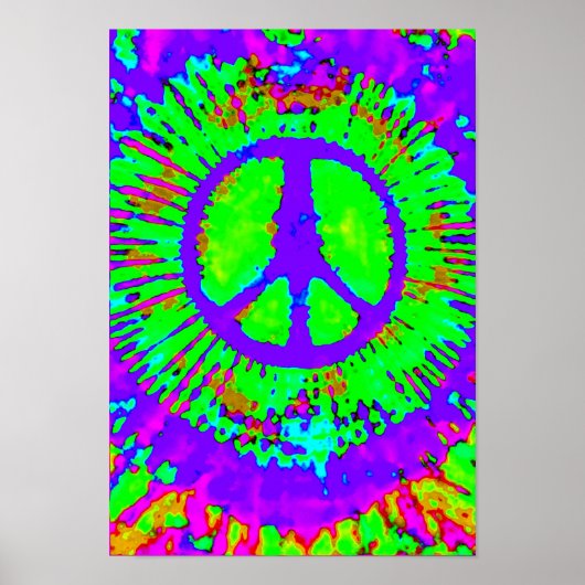 Abstrakt Psychedelic Krawatte Dye Peace Sign Poster (Vorne)