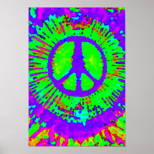 Abstrakt Psychedelic Krawatte Dye Peace Sign Poster
