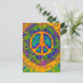 Abstrakt Psychedelic Krawatte Dye Peace Sign Postkarte (Stehend Vorderseite)
