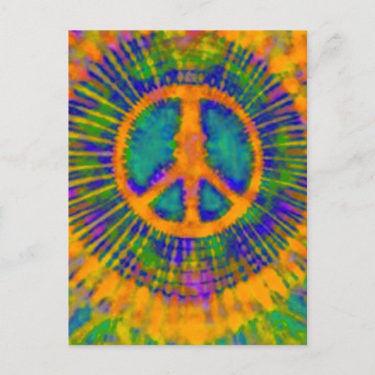 Abstrakt Psychedelic Krawatte Dye Peace Sign Postkarte (Vorderseite)