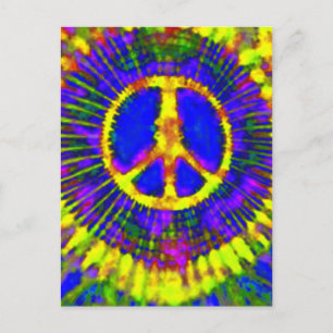 Abstrakt Psychedelic Krawatte Dye Peace Sign Postkarte