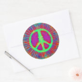 Abstrakt Psychedelic Krawatte Dye Peace Sign Runder Aufkleber (Umschlag)