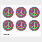 Abstrakt Psychedelic Krawatte Dye Peace Sign Runder Aufkleber (Blatt)