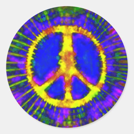 Abstrakt Psychedelic Krawatte Dye Peace Sign Runder Aufkleber (Vorderseite)