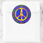 Abstrakt Psychedelic Krawatte Dye Peace Sign Runder Aufkleber (Tasche)