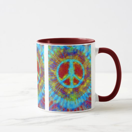 Abstrakt Psychedelic Krawatte Dye Peace Sign Tasse (Rechts)