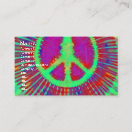 Abstrakt Psychedelic Krawatte Dye Peace Sign Visitenkarte (Vorderseite)