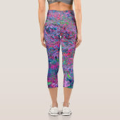 Abstrakt Psychedelic Rainbow Colors Foliage Garden Capri Leggings (Rückseite)