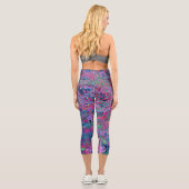 Abstrakt Psychedelic Rainbow Colors Foliage Garden Capri Leggings (Rückseite)
