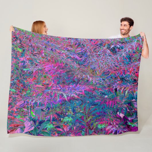 Abstrakt Psychedelic Rainbow Colors Foliage Garden Fleecedecke (Beispiel)