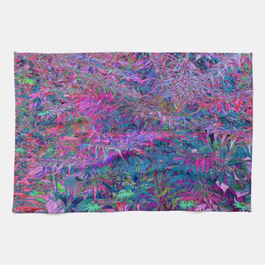 Abstrakt Psychedelic Rainbow Colors Foliage Garden Geschirrtuch (Horizontal)