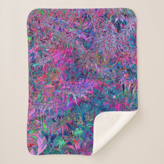 Abstrakt Psychedelic Rainbow Colors Foliage Garden Sherpadecke (Vorderseite)