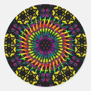 Abstrakt / Psychedelic Spiral Vortex Runder Aufkleber