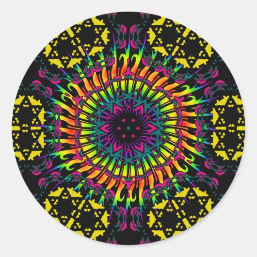 Abstrakt / Psychedelic Spiral Vortex Runder Aufkleber (Vorderseite)