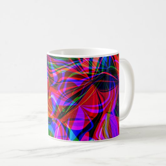 Abstrakt Psychedelisch, farbig, rot Kaffeetasse (VorderseiteRechts)