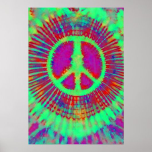 Abstrakt Psychedelisch Krawatte Dye Peace Sign Fin Poster (Vorne)