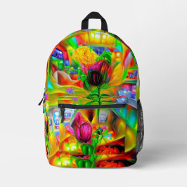 Abstrakt Psychedelische Blume Bedruckter Rucksack