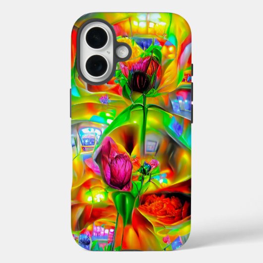 Abstrakt Psychedelische Blume Case-Mate iPhone Hülle (Rückseite)