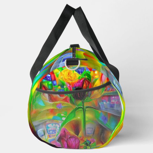 Abstrakt Psychedelische Blume Duffle Bag (Rechts)
